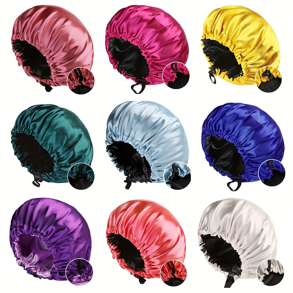 [Satin Sleep Bonnet] Double Layer Satin Bonnet For Sleeping - Adjustable Bonnet For Curly Hair - Large Satin Lined Sleep Cap For Women