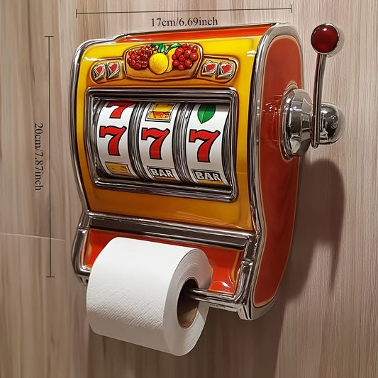 Automatic Vending Machine Toilet Paper Dispenser - Wall-Mounted Resin Bathroom Organizer with 7-Slot Design, Red & Yellow Retro Style, Durable & Easy-to-Use for Home or Office Restrooms, Restroom Decor And Accessories, Playful Design, Easyuse Design, Slo