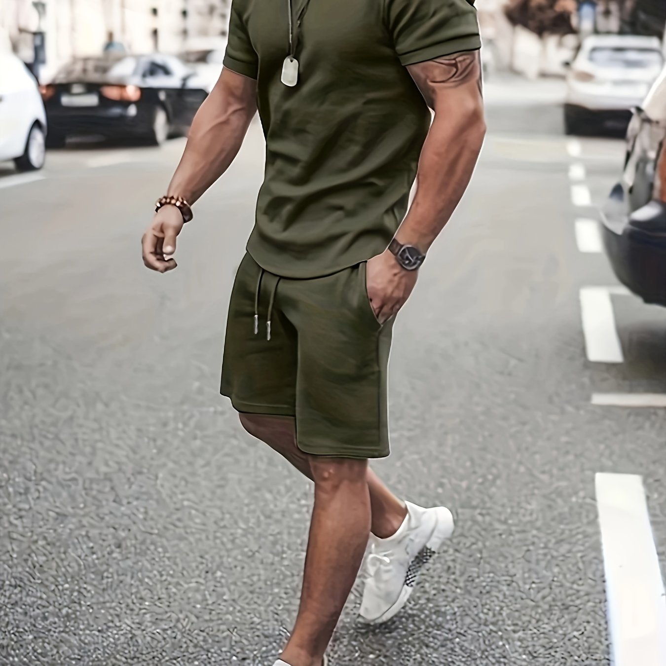 Men Summer Outfits 2 Piece Sets Fashion Short Sleeve Muscle Tee Shirts & Shorts Beach Set Sports Tracksuit For Men, Men's Pajamas Loungewear