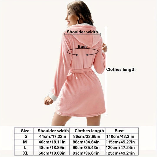 , double-layer hat adult bathrobe, coral velvet long-sleeved hooded soft warm water absorbent short bathrobe, suitable for home, hotel, bathroom, bedroom, spa center, swimming pool, seasonal festival gift, Wash Cloths For Bathing, Towel Bathrobe, Spa Bat