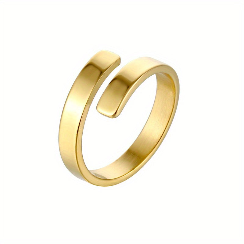 Personalized Stainless Steel Ring with 18k Gold Plating - Engrave 2 Names (Up to 25 Characters) - Perfect for Men and Women