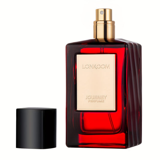 LONKOOM JOURNEY Long-Lasting Oriental Floral Parfum for Women & Men - Luxury Perfume with Golden Accent Bottle, Rich Amber Red Fragrance, 4-6 Hour Longevity, Elegant Gift for Anniversaries, Dates - 100ml/3.4fl.oz