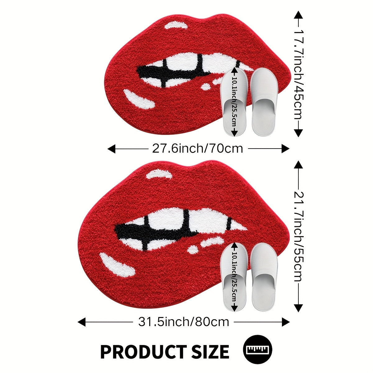 1pc DAJIANG Red Lip Bath Mat - Extra Soft Non-Slip Absorbent Bathroom Rug with Red Lips Design, Plush TPR Backing & Machine Washable - Valentine'S Gift for Women, Bathroom Decor, Playful Design, Home Decorators