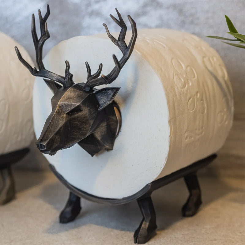 3D Printed Deer Tissue Holder - a Premium Black Deer Statue with a Toilet Paper Roll Holder, No Drilling Required for Installation, Made of Sturdy Plastic Suitable for Decorating Living Rooms, Bedrooms, And Bathrooms, Bathroom Tissue Holder, Bedroom Acce