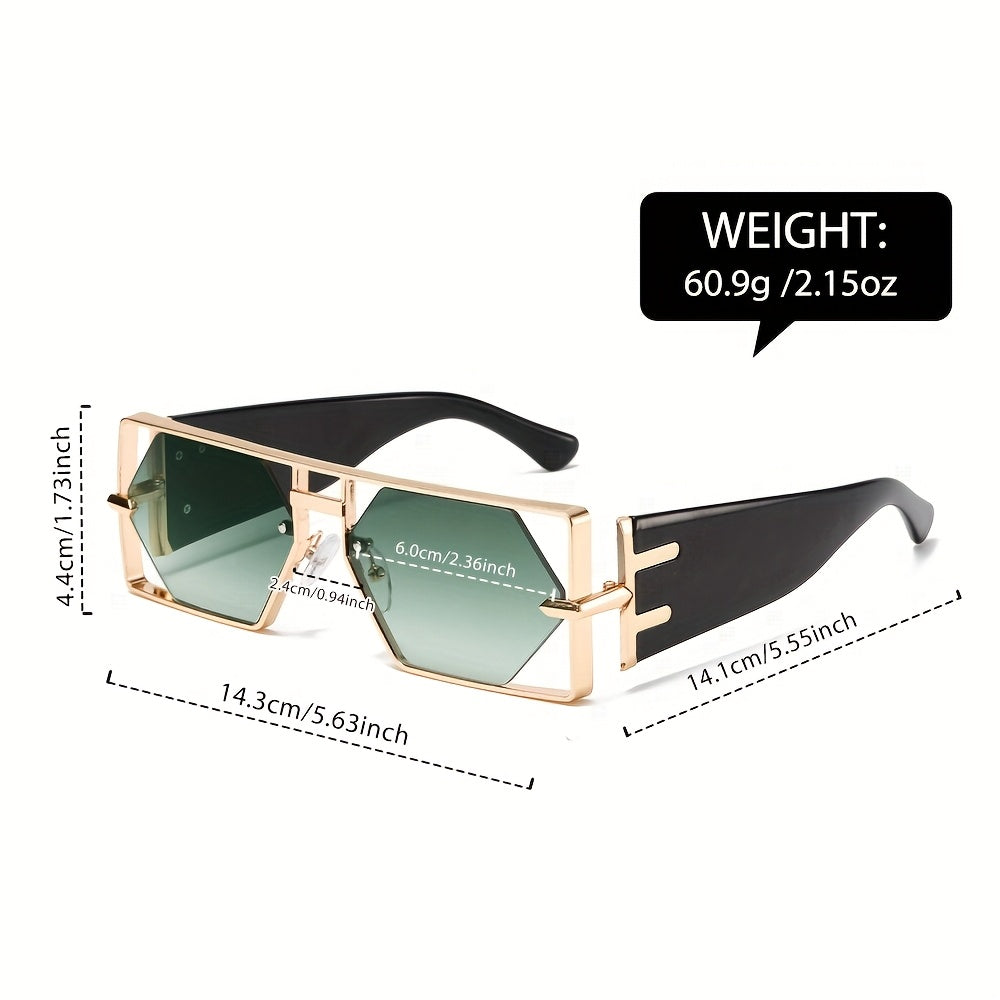 1 Pair Oversized Square Glasses - Cyberpunk Style with Black Frames, Modern Formal & Casual Eyewear - Lightweight & Durable for Men & Women - Statement-Making Everyday Glasses, Statement Accessory, Geometric Design, Stylish Construction, Trendy Frames, F