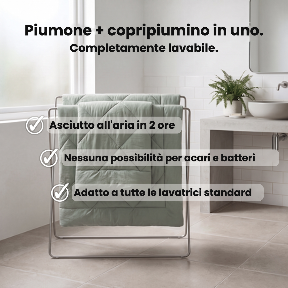 Piumone e copripiumino in uno, completamente lavabile